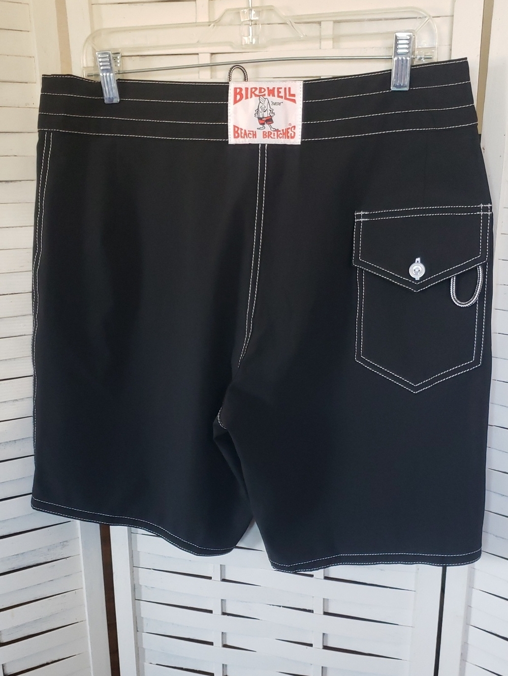 Birdwell Men's Black Swim Trunks with Lace-Up Waist 34 - Picture 2 of 5